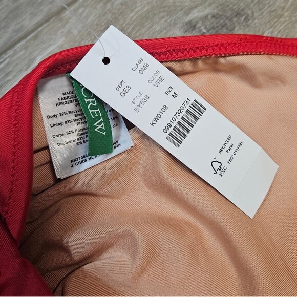 J. Crew Aerie Mixed Bikini Set Red Halter Bikini Top High Cheeky Women's Medium - Picture 6 of 12